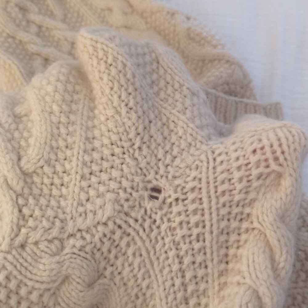 J.CREW Handknit Soft Heavy Preppy 100% Lambs Wool Cable Knit Sweater Men’s Sz XL - Picture 10 of 10